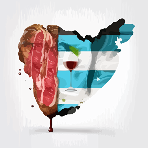 argentina flag with steak and wine vector