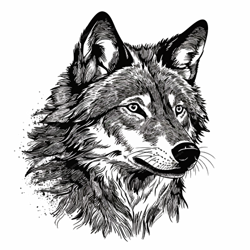 wolf, black and white design, vector isolated on white