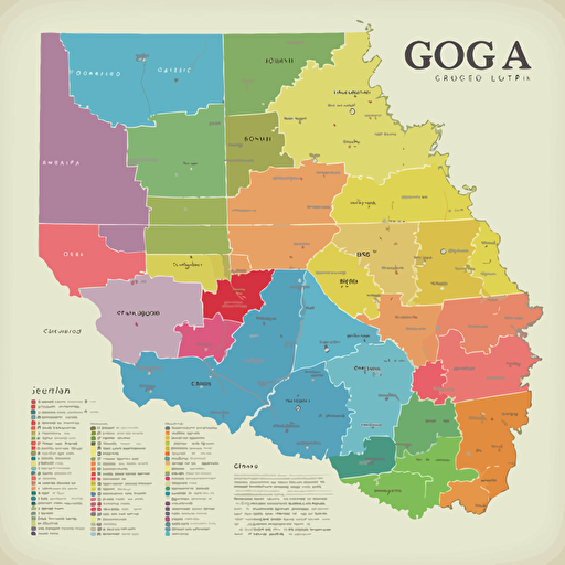 Vector illustration of the state map of Georgia, in vibrant colors