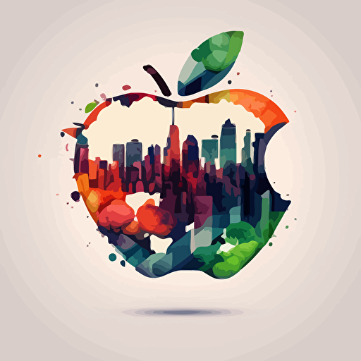 new york city in apple shape, vector