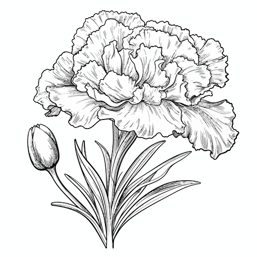 Carnation ignorant style No Shadow. Coloring page. Vector. Simple.