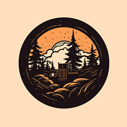 a logo for a logging and excavation company, road and tree shapes, vector silhouette, dribbble, behance, simple
