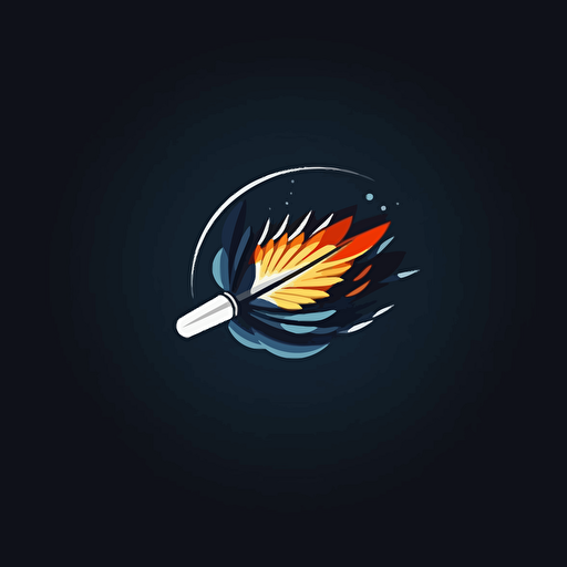 a logo featuring a badminton shuttlecock in a high speed, vector style