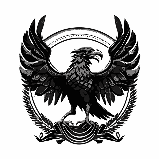 simple mascot retro iconic logo of mexican eagle with snake black vector, on white background