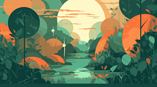 concept map of a foreign jungle planet, flat vector illustration