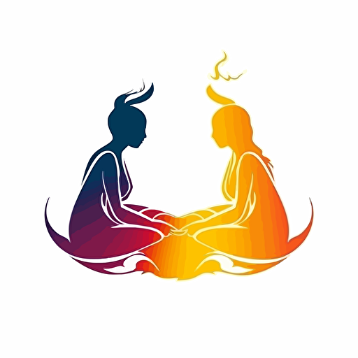 simple vector logo , talking to spirits and spiritual developement, white background, solid colors