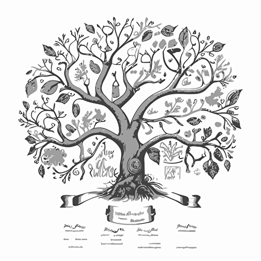coloring page for adults, family tree, vector