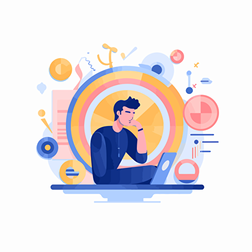 illustration of "lack of focus and motivation". Style: flat vector simplistic illustration in pastel colors with white background
