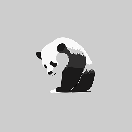 an abstract panda logo. Behind angle. Black and white vector. Minimal. Simple. Clean. No detail. No texture. Abstract. Basic.