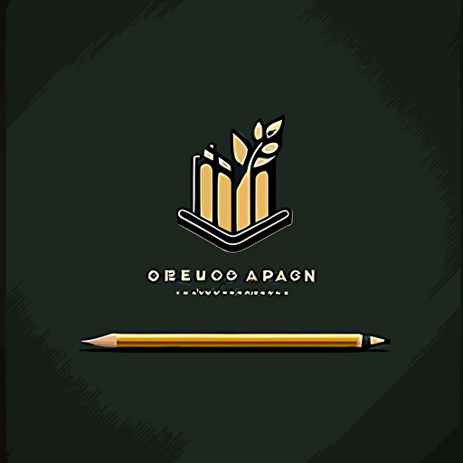 minimal bussines card logo design for teacher with pencil and book, stylized 2d, vector