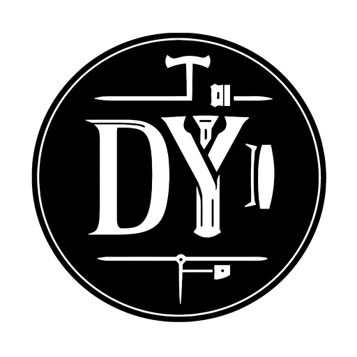 A logo for a carpenter starting with the black letter "D"y followed by a black letter "H" in the middle, vector,
