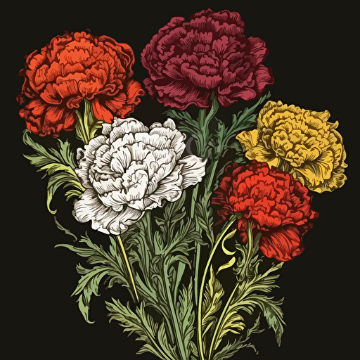 vector illustration of King Charles of England carnations in vivid colors