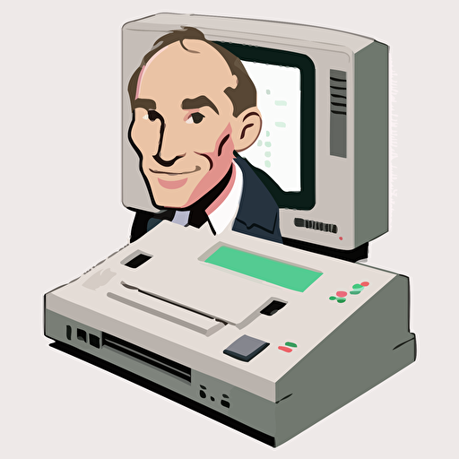 Tim Berners-Lee, flat vector art, Ken Sugimori style