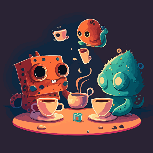 fun tea time in the mid-morning, vector illustration