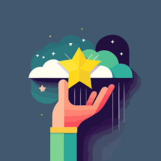 a picture of a hand holding stars flat vector design