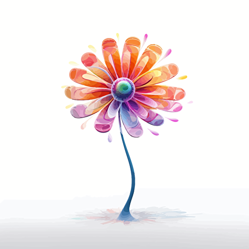 A imaginary flower, white background, vector art , pixar style