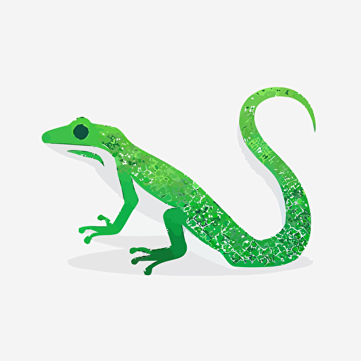 a flat minimal vector logo of a green geko, white background, stlye by Rob Janoff