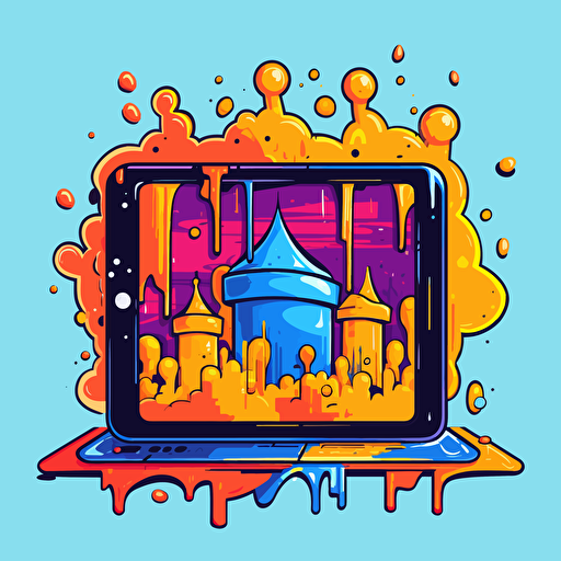 flat vector icon, tablet education, graffiti style