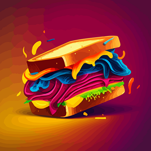 vector art pastrami sandwich, bright colors