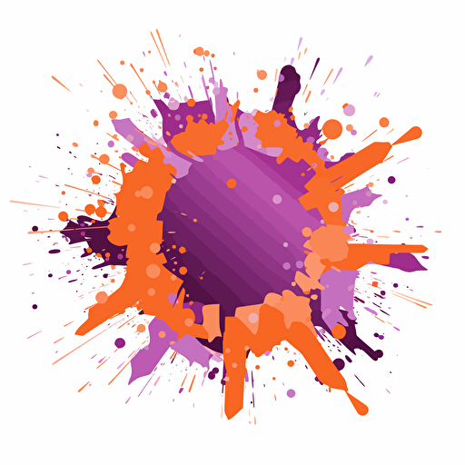a exploding purple orange vector octagon on white