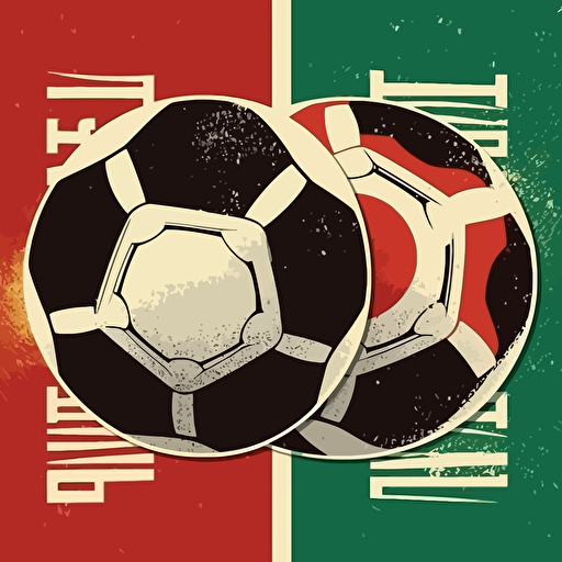 football retro poster with few colors red green white black, illustrator, vector hq flat