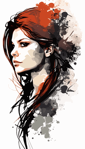 attractive girl, vector, white background