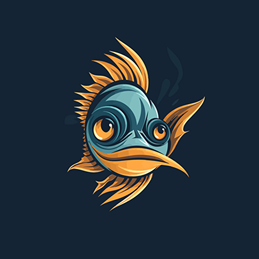 clean vector logo, front view of fish, looking tough, modern, 2 colors, hip hop