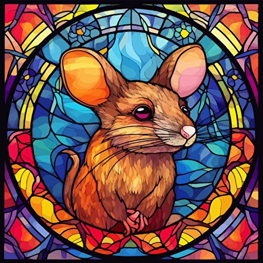 stained glass mouse, hyper detailed, vector design on the edges of the image