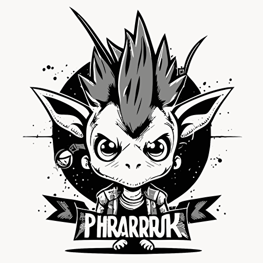 punk rock chupacabra, vector logo, vector art, emblem, simple cartoon, 2d, no text, white background