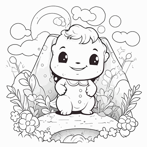 2d illustration, simple vector cute coloring page