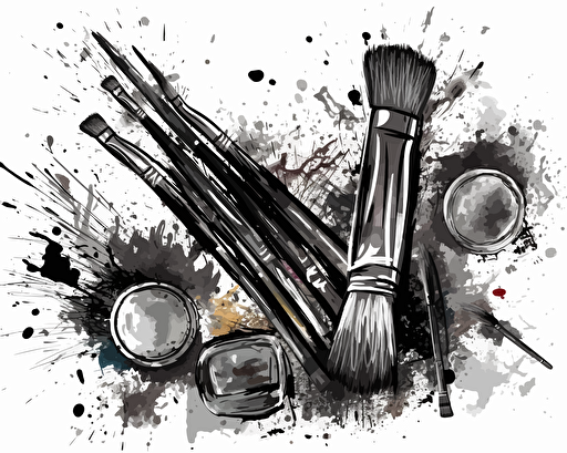 vector frame, drawn on white background, with wet brushes