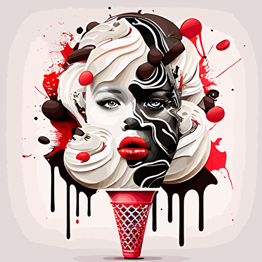 black and white color illustration, vector ::5 Gelatto::4 adobe illustrator::3