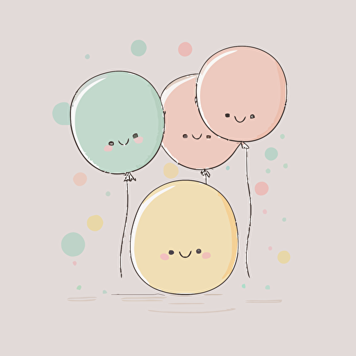 cute pastel balloon vector, white background