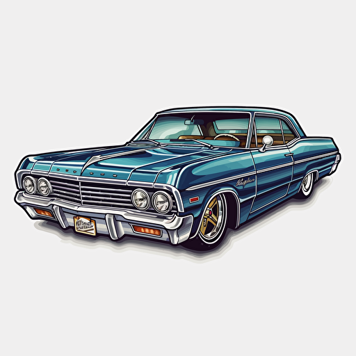 blue lowrider impala, vector, sticker