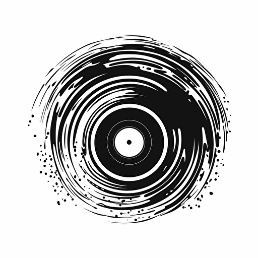 vinyl record, black and white logo, vector, simple