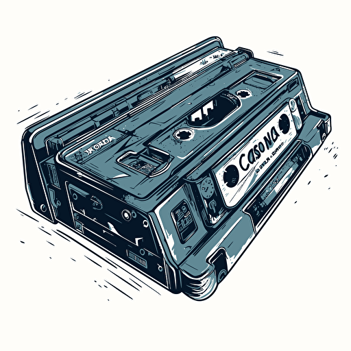 a casette, 2d vector art on white background