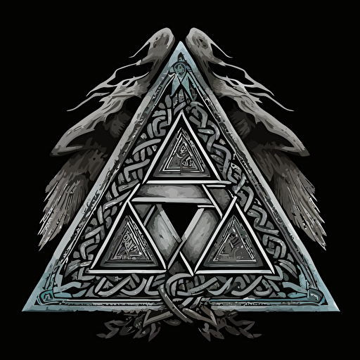 a high quality vector logo of the valknut, very detailed, centered
