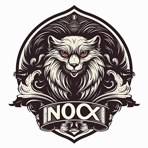 iconic retro logo with text "NOX", black vector, white background