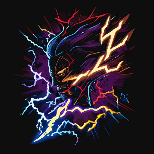 A_emblem_logo_for_a_Old Mage with a staff in an action pose:: Lightning in the background, code style, color, vector, c 100