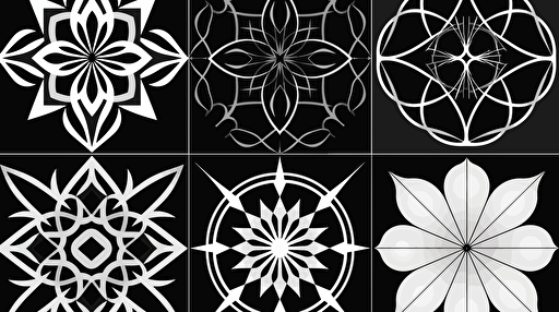 contemporary arabic geometric tileable patterns. vector drawing, black and white, thin line