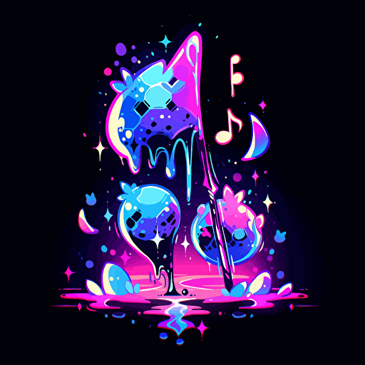 A neon-colored music note icon, showcasing vibrant and vivid neon colors that create a striking and energetic design, vector illustration,