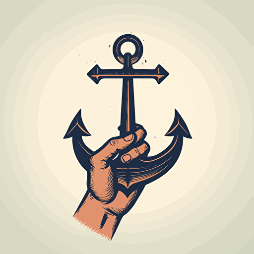 a vector style hand holding a spanned with one end of the spanned in the shape of an anchor