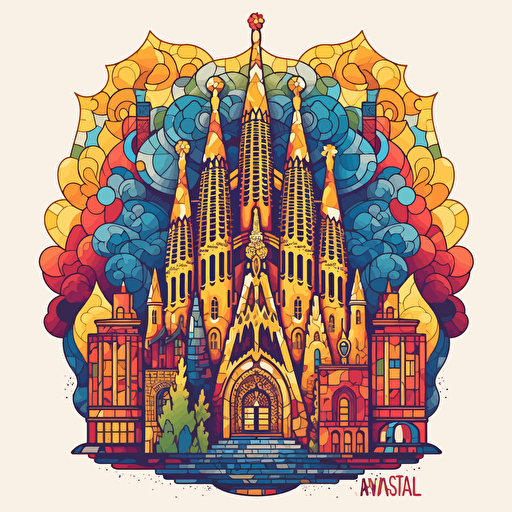 mosaic sagrada familia vector logo colorful
