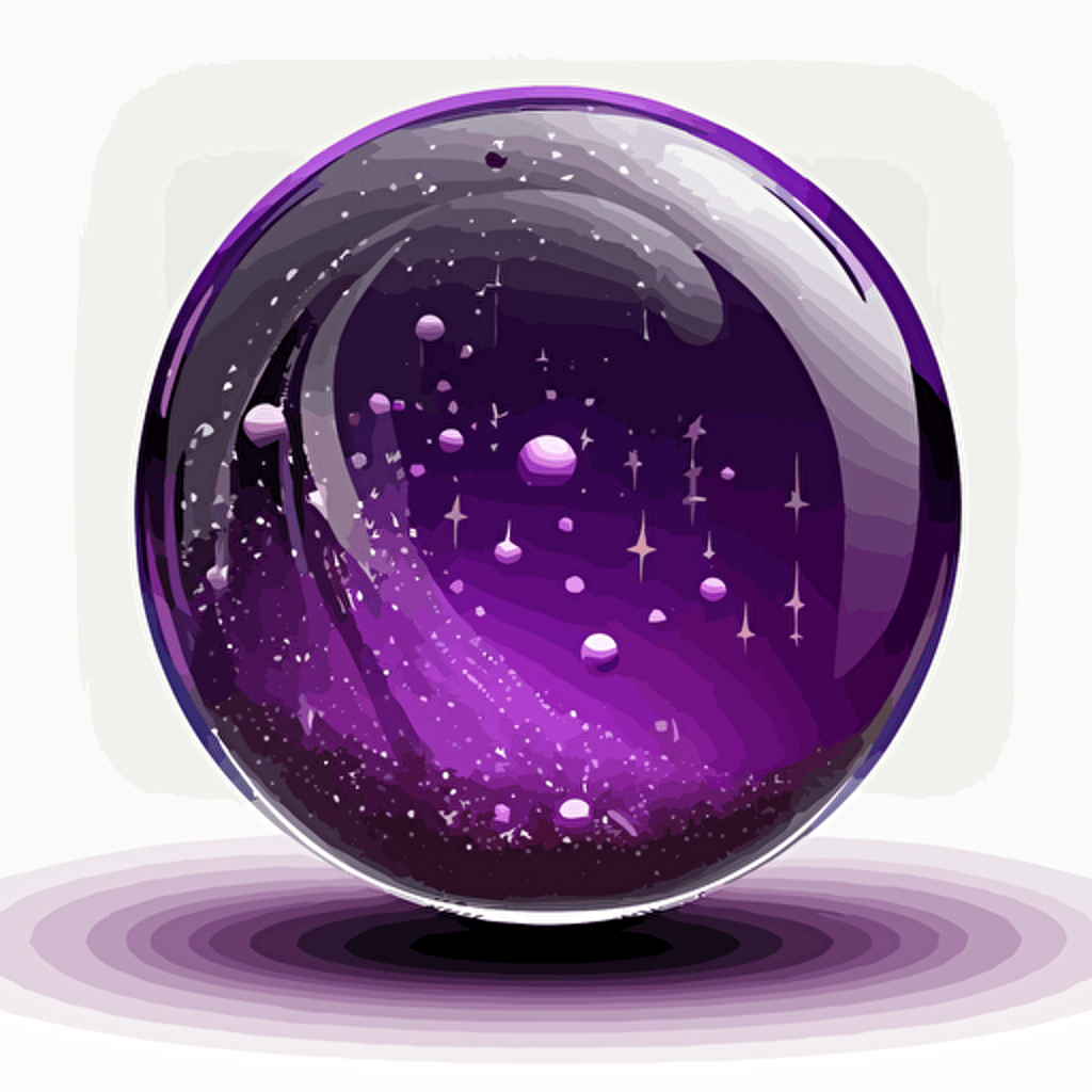 very simple vector logo of a glass orb containing purplish, starry gas