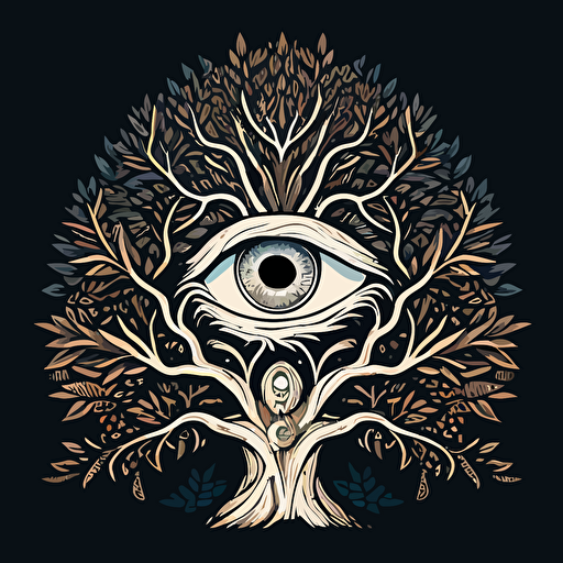 tree of life, ornate, all seeing eye, pyramid, vector, white