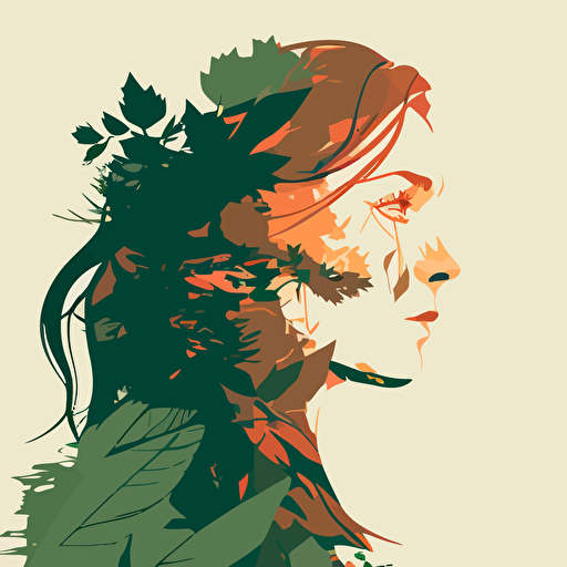women art ilusstration, minimal, nature, vector art