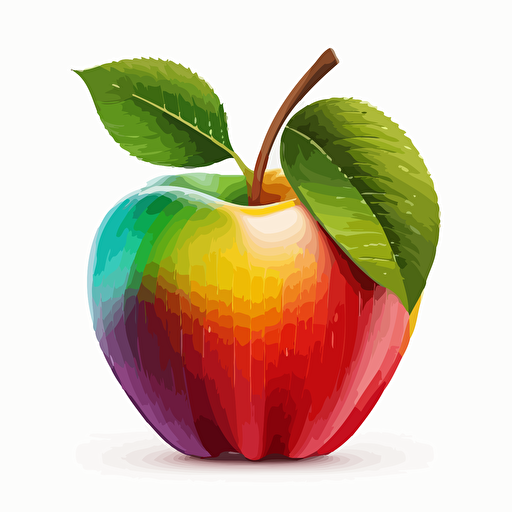 An apple icon. Bright. White background. Volumious and vector