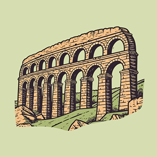 Aqueduct of Segovia illustration style, Minimalistic, Simple, illustration, vector, Sticker