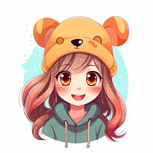 cute girl animed vector logo, no background