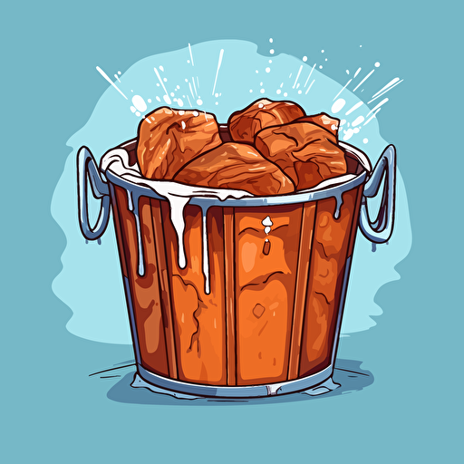 a frozen human liver in a bucket of ice, vector art